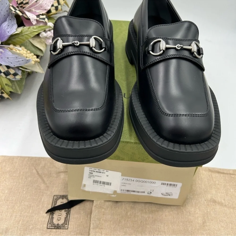 Men’s Gucci, leather chunky horse bit loafers size 12 made in Italy